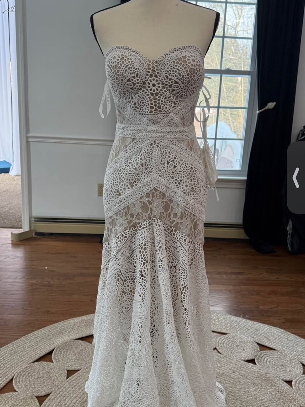 Strapless White Crochet Lace Mermaid Dress